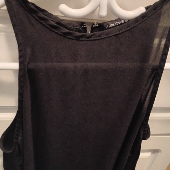 Sexy Asymmetrical Black Mini Dress - Picture 4 of 5